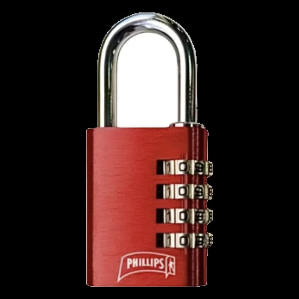 Candado Clave Combinación 4 Diales 20/30/40 mm Phillips Rojo